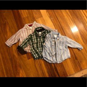 3 button down 6-month old boy shirts